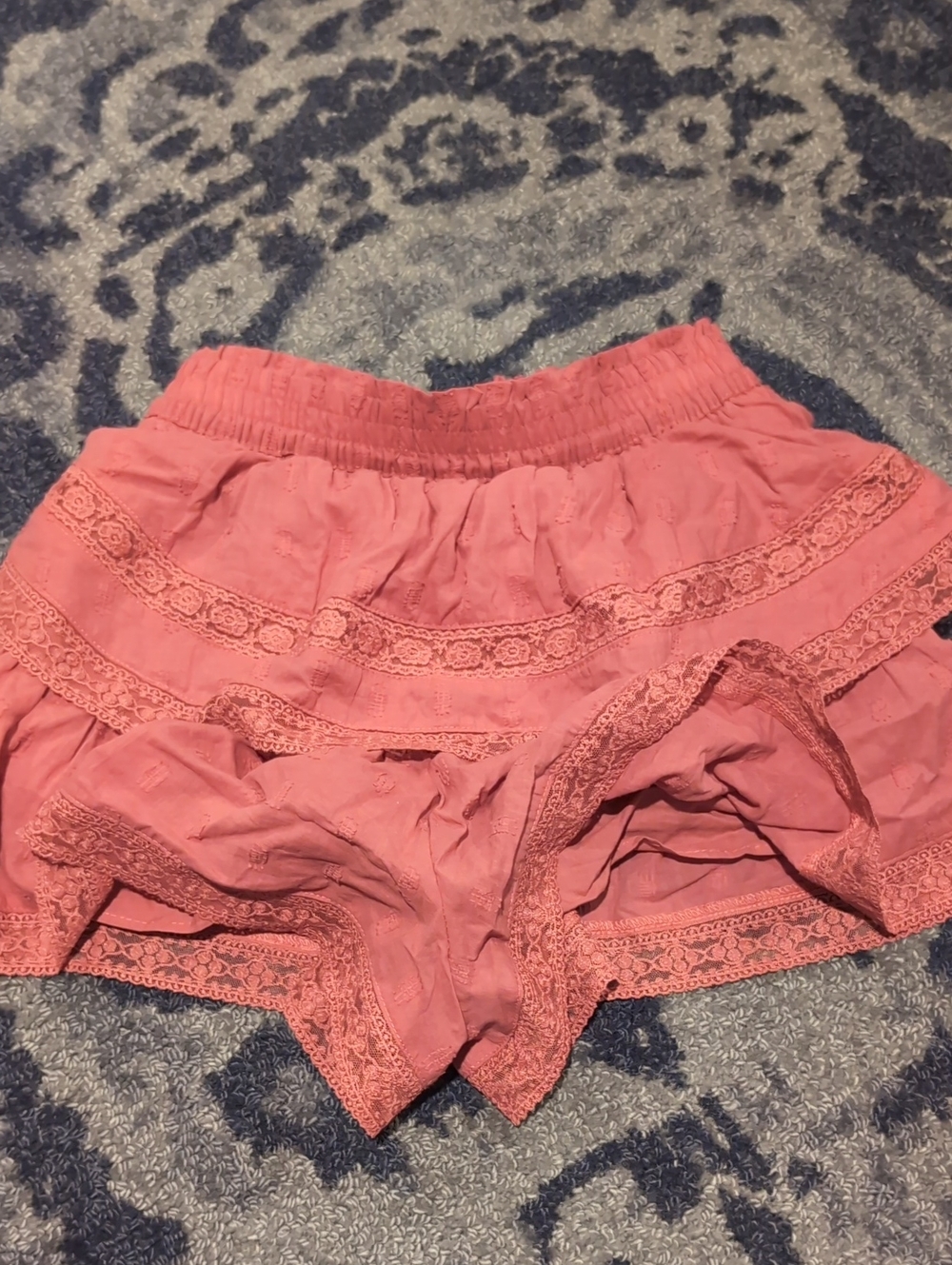 Altar'd State Coral Lace-Trim Sleep Shorts
